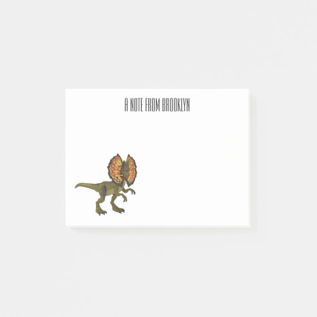 Dilophosaurus cartoon illustration post-it notes (Front)