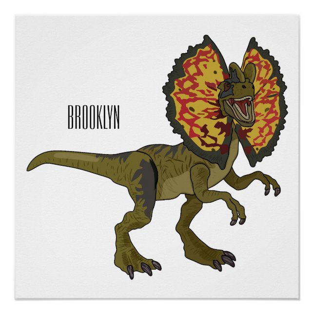 Dilophosaurus cartoon illustration poster (Front)