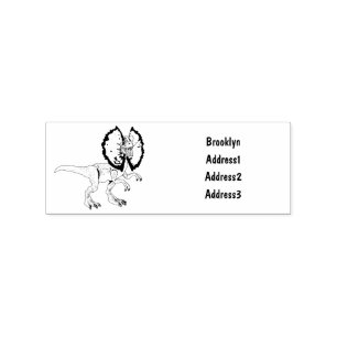 Dilophosaurus cartoon illustration rubber stamp