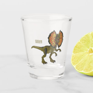 Dilophosaurus cartoon illustration shot glass