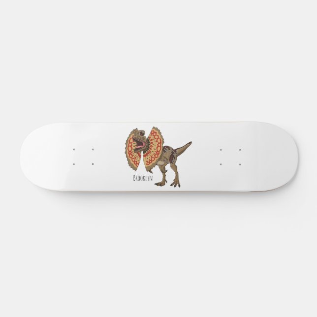 Dilophosaurus cartoon illustration  skateboard (Horz)