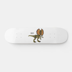 Dilophosaurus cartoon illustration skateboard