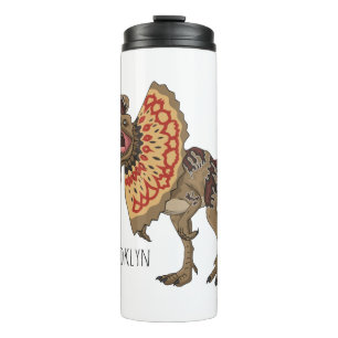 Dilophosaurus cartoon illustration  thermal tumbler