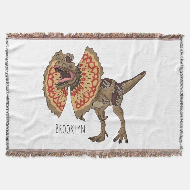 Dilophosaurus cartoon illustration  throw blanket (Front)