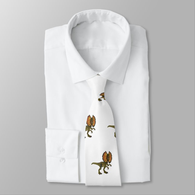 Dilophosaurus cartoon illustration tie (Tied)