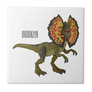 Dilophosaurus cartoon illustration tile