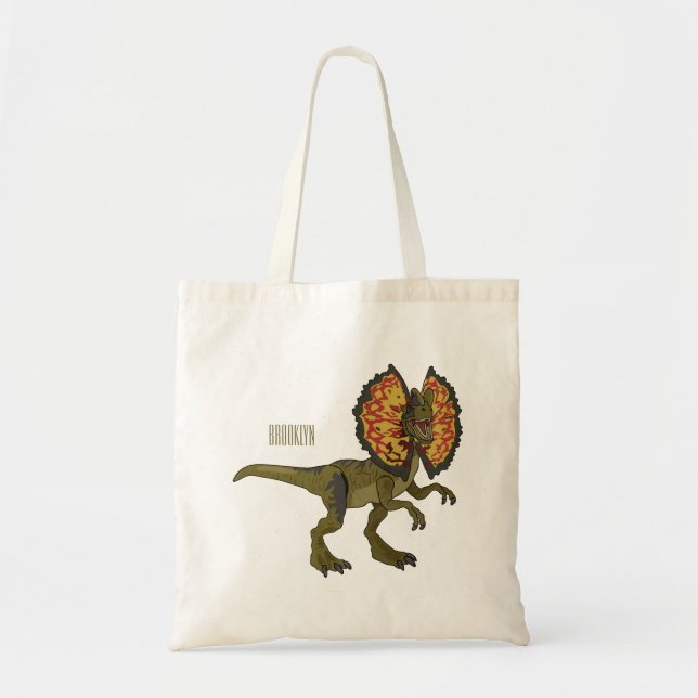 Dilophosaurus cartoon illustration tote bag (Front)