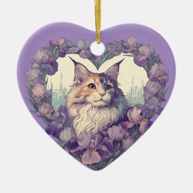 Dilute Calico maine Coon Cat                       Ceramic Tree Decoration (Front)