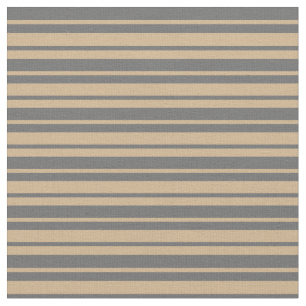 Dim Grey and Tan Coloured Stripes/Lines Pattern Fabric