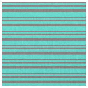 Dim Grey and Turquoise Stripes Fabric