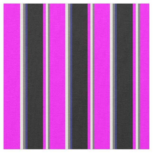 Dim Grey, Beige, Fuchsia, Black & Midnight Blue Fabric (Close Up)