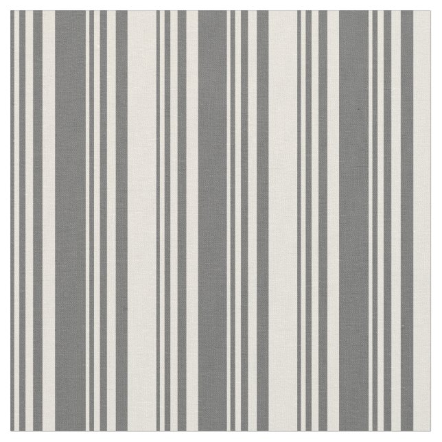 Dim Grey & Beige Stripes Pattern Fabric (Close Up)