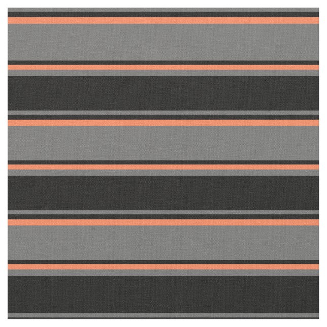 Dim Grey, Black, and Coral Coloured Pattern Fabric (Close Up)