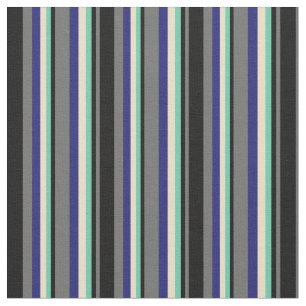 Dim Grey, Black, Aquamarine, Tan & Midnight Blue Fabric