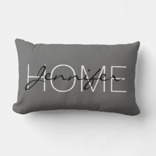 Dim grey colour home monogram lumbar cushion