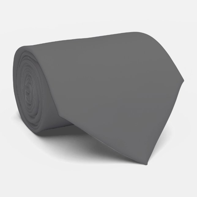 Dim Grey Colour Solid Plain Tie (Rolled)