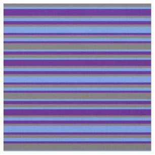 Dim Grey, Cornflower Blue & Indigo Coloured Lines Fabric