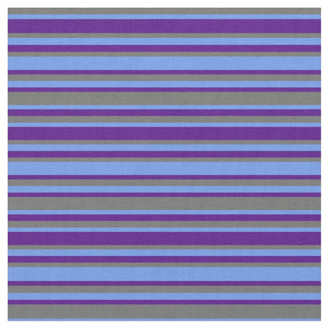 Dim Grey, Cornflower Blue & Indigo Coloured Lines Fabric (Close Up)