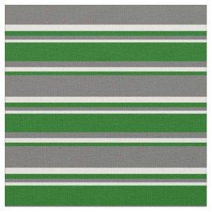 Dim Grey, Dark Green, and Beige Stripes Fabric