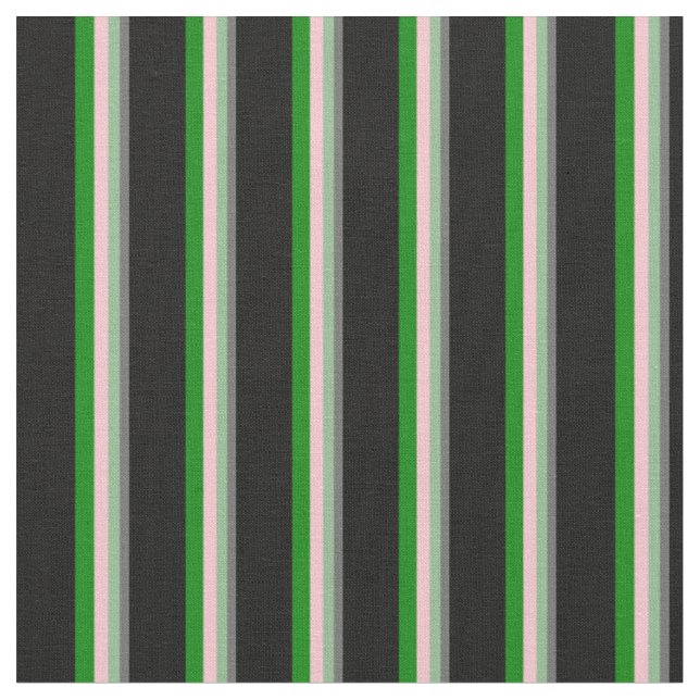 Dim Grey, Dark Sea Green, Pink, Green & Black Fabric (Close Up)