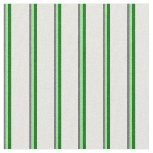Dim Grey, Light Green, Dark Green & White Stripes Fabric (Close Up)