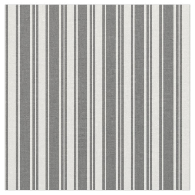 Dim Grey & Mint Cream Coloured Stripes Fabric (Close Up)