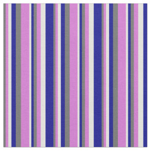 Dim Grey, Orchid, Light Cyan & Dark Blue Lines Fabric