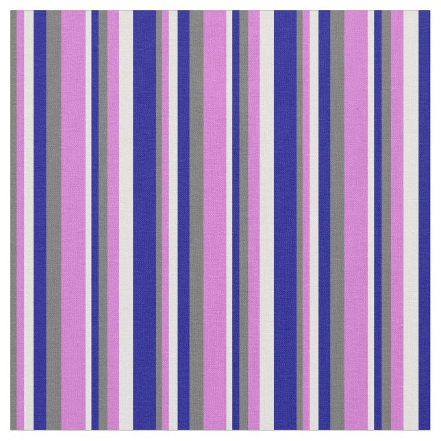 Dim Grey, Orchid, Light Cyan & Dark Blue Lines Fabric (Close Up)