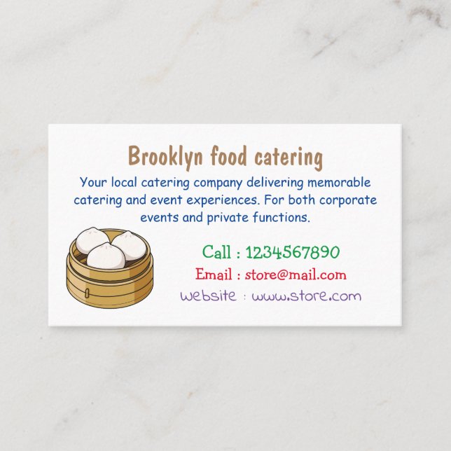 Dim sum cartoon illustration business card (Front)