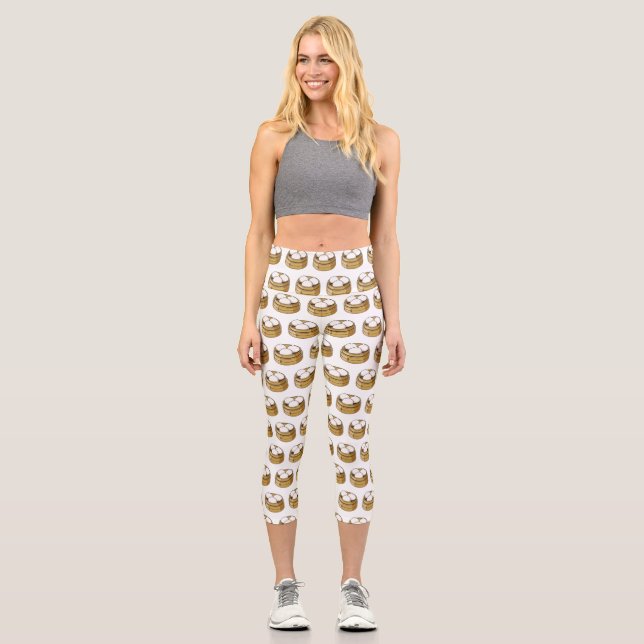 Dim sum cartoon illustration  capri leggings (Front)