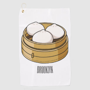 Dim sum cartoon illustration golf towel