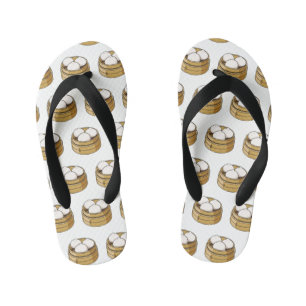 Dim sum cartoon illustration kid's jandals