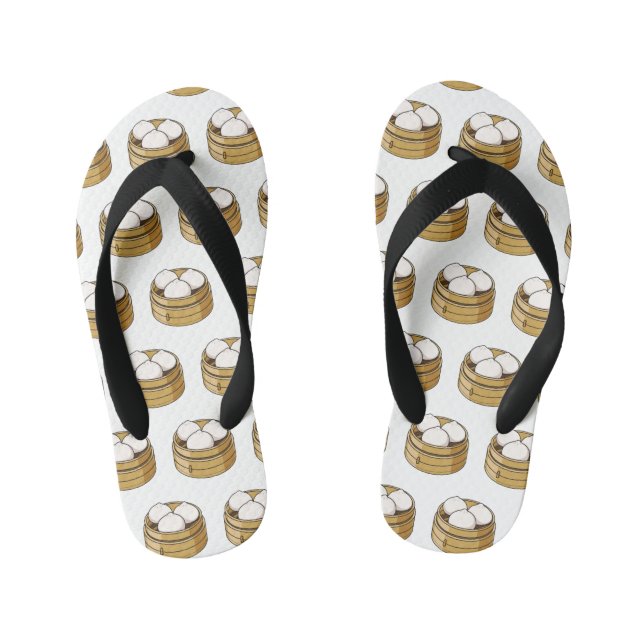 Dim sum cartoon illustration kid's jandals (Footbed)
