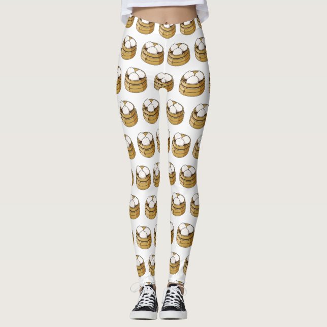 Dim sum cartoon illustration  leggings (Front)
