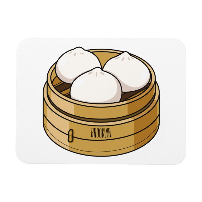 Dim sum cartoon illustration magnet (Horizontal)