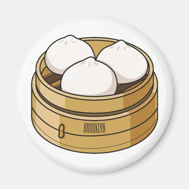 Dim sum cartoon illustration magnet (Front)