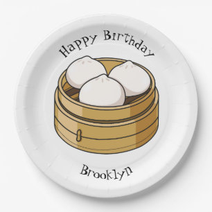 Dim sum cartoon illustration paper plate