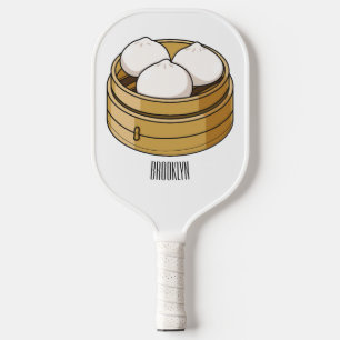Dim sum cartoon illustration pickleball paddle