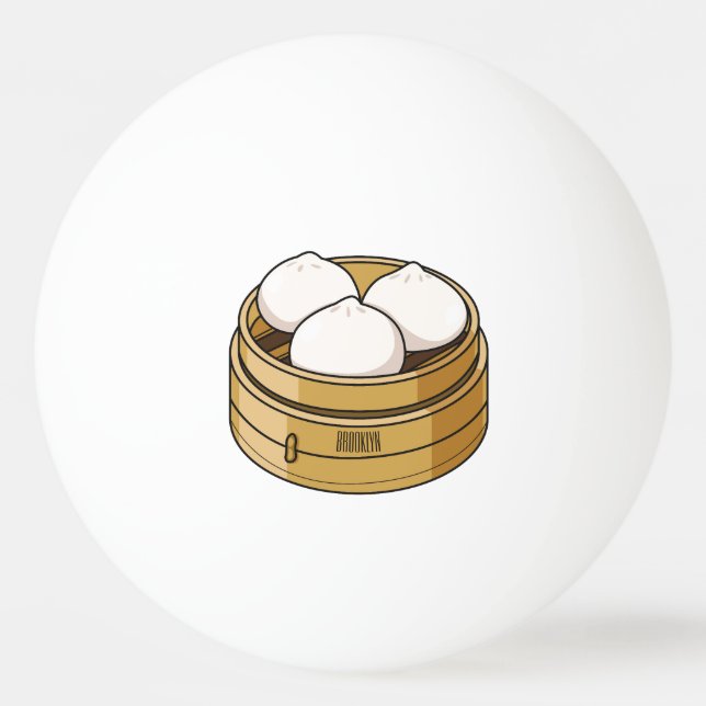 Dim sum cartoon illustration ping pong ball (Front)