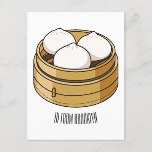 Dim sum cartoon illustration  postcard