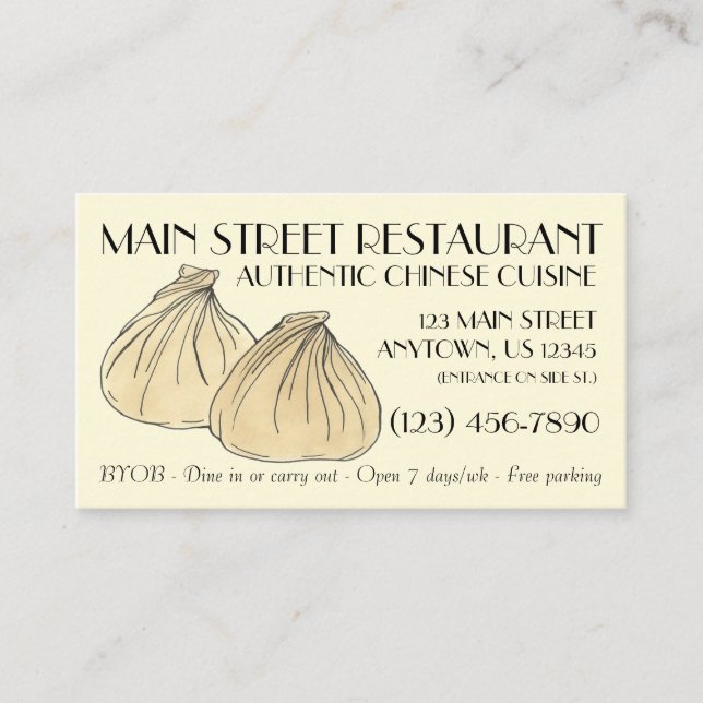 Dim Sum Shumai Dumplings Chinese Restaurant Food Business Card (Front)