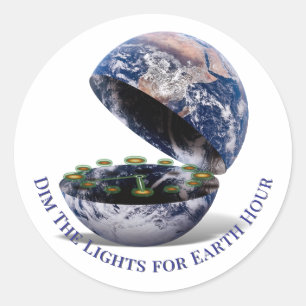 Dim The Lights Earth Hour  Classic Round Sticker