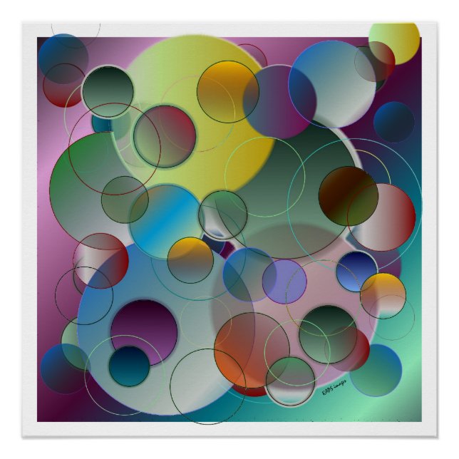 Dimensional Abstract Circles Art Poster (Front)