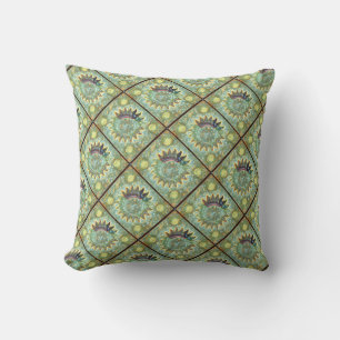 Dimensional Celestial Sun Teal Cushion