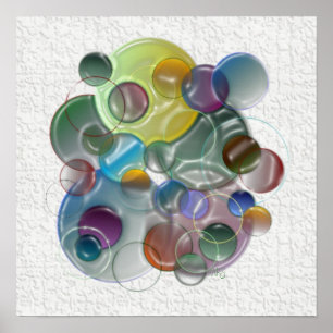 Dimensional Circle Shapes Multicolors Poster