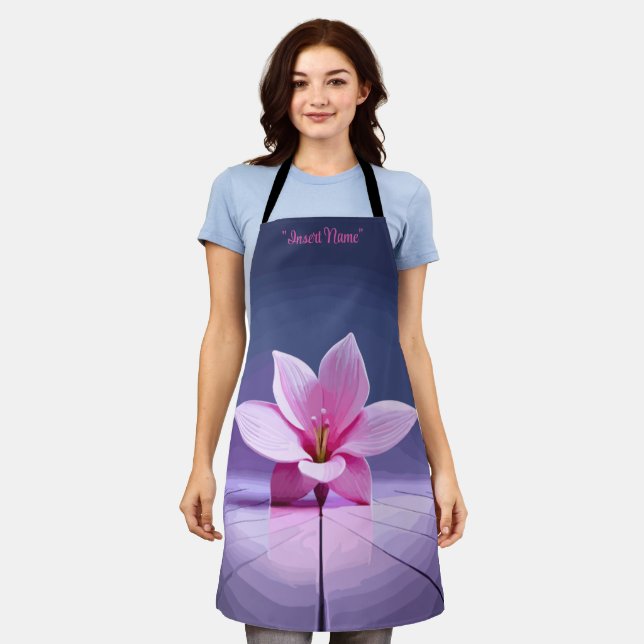 Dimensional Gladioli: Pink and Purple Masterpiece Apron (Worn)