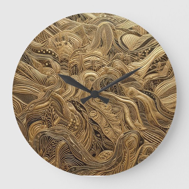 Dimensional Gold Abstract Design Large Clock (Front)