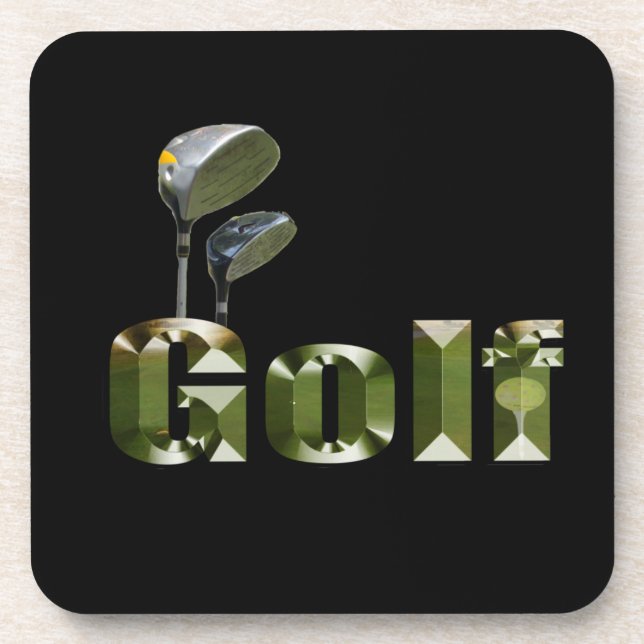 Dimensional Golf Clubs And Name, Coaster (Front)