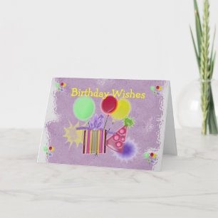 Dimensional Happy Birthday Wishes (purple) Card