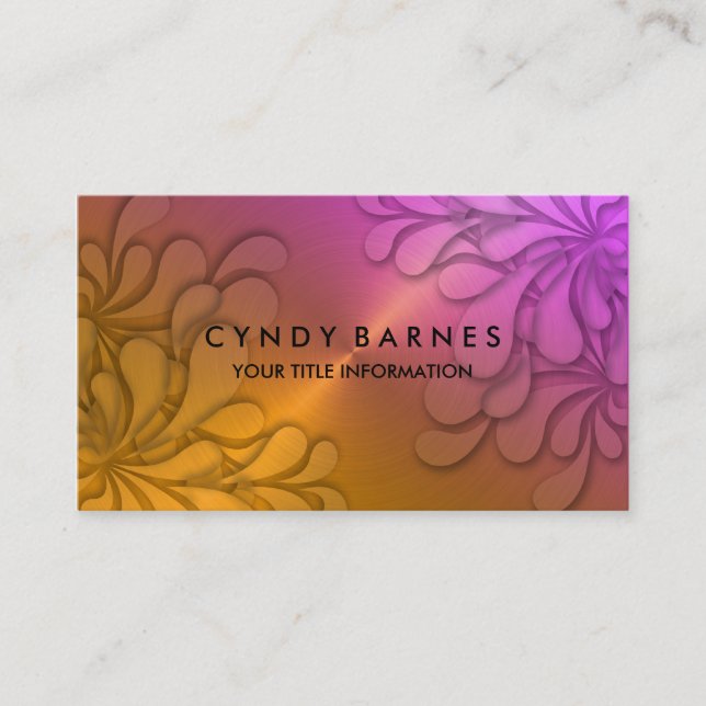 Dimensional Orange Pink Sheen Business Card (Front)